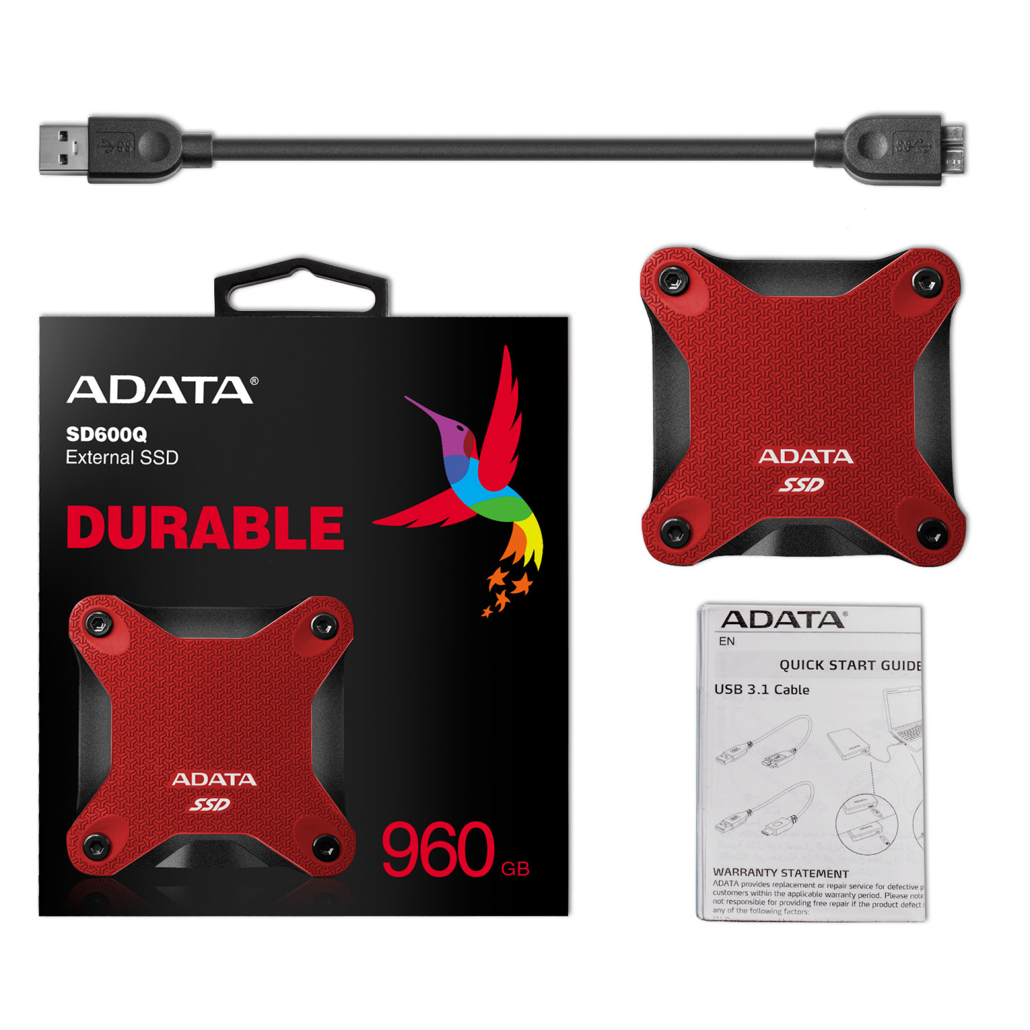 حافظه اس اس دی اکسترنال ADATA SD600Q 960GB - Red-6