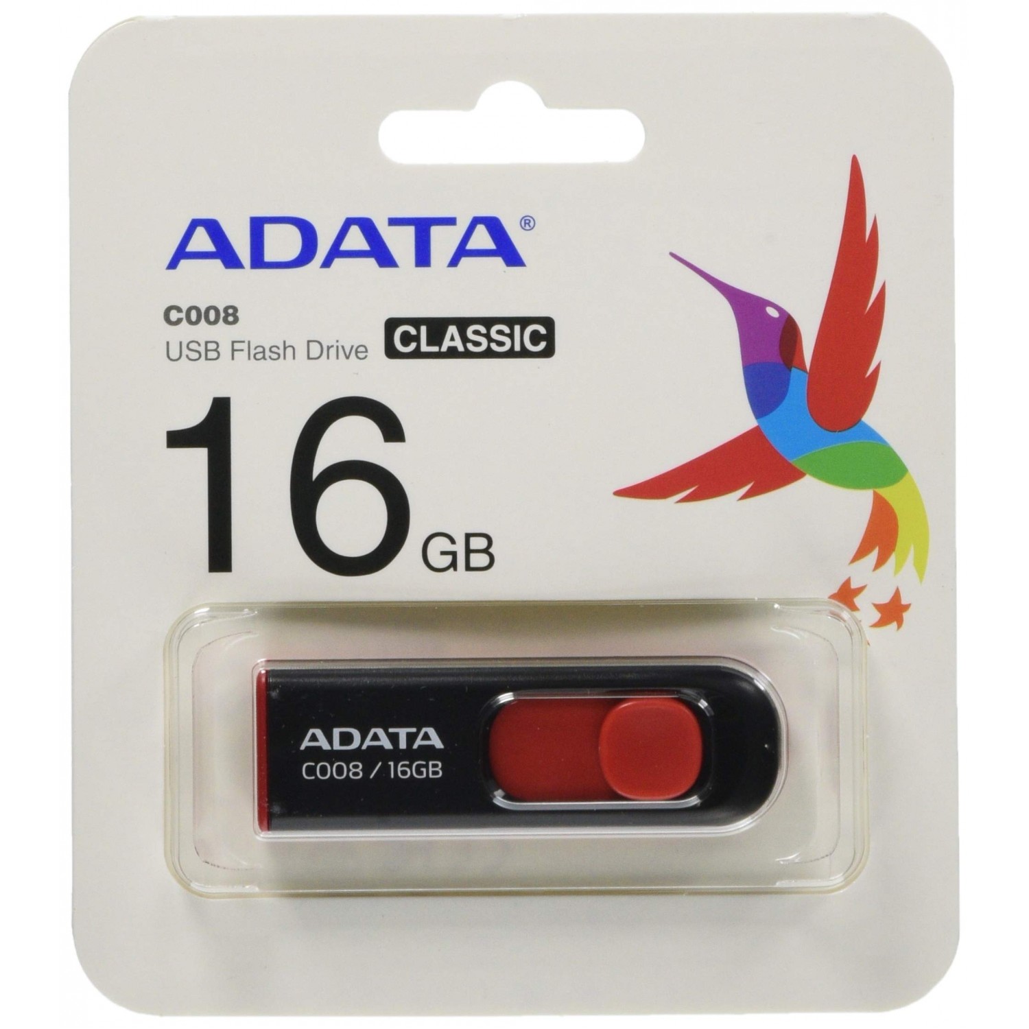 فلش مموری ADATA C008 - 16GB - Black/Red-2
