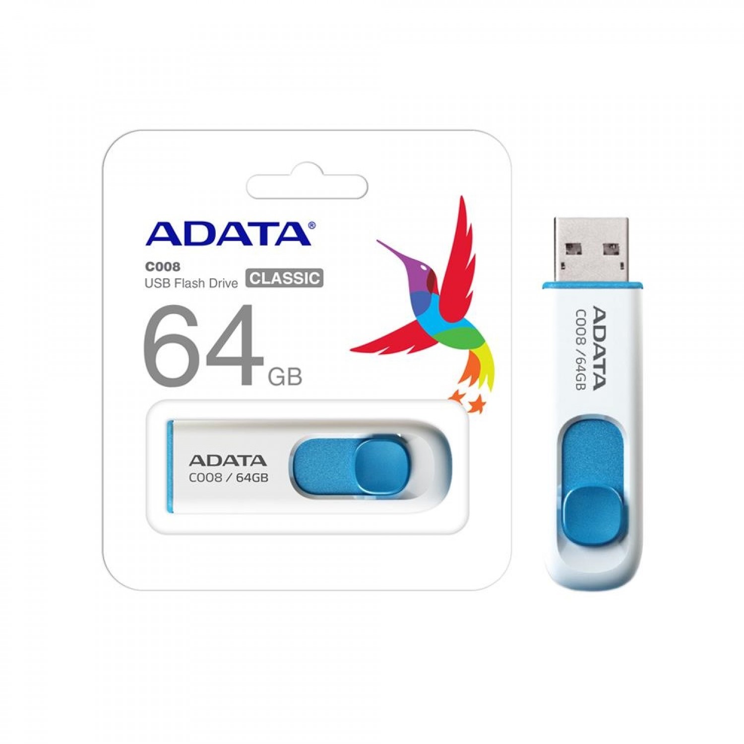 فلش مموری ADATA C008 - 64GB - White/Blue-2