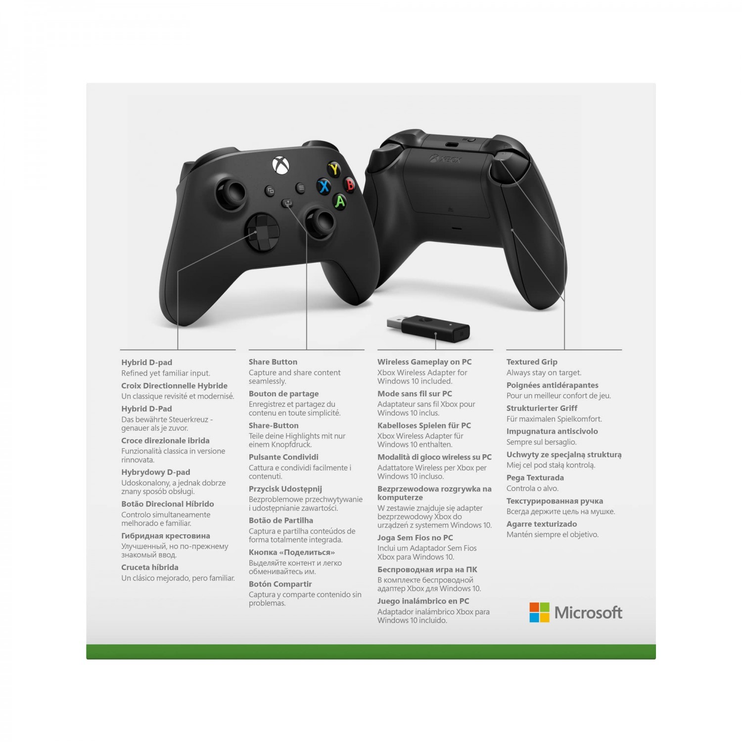 دسته بازی Xbox Wireless - Carbon Black + دانگل-4