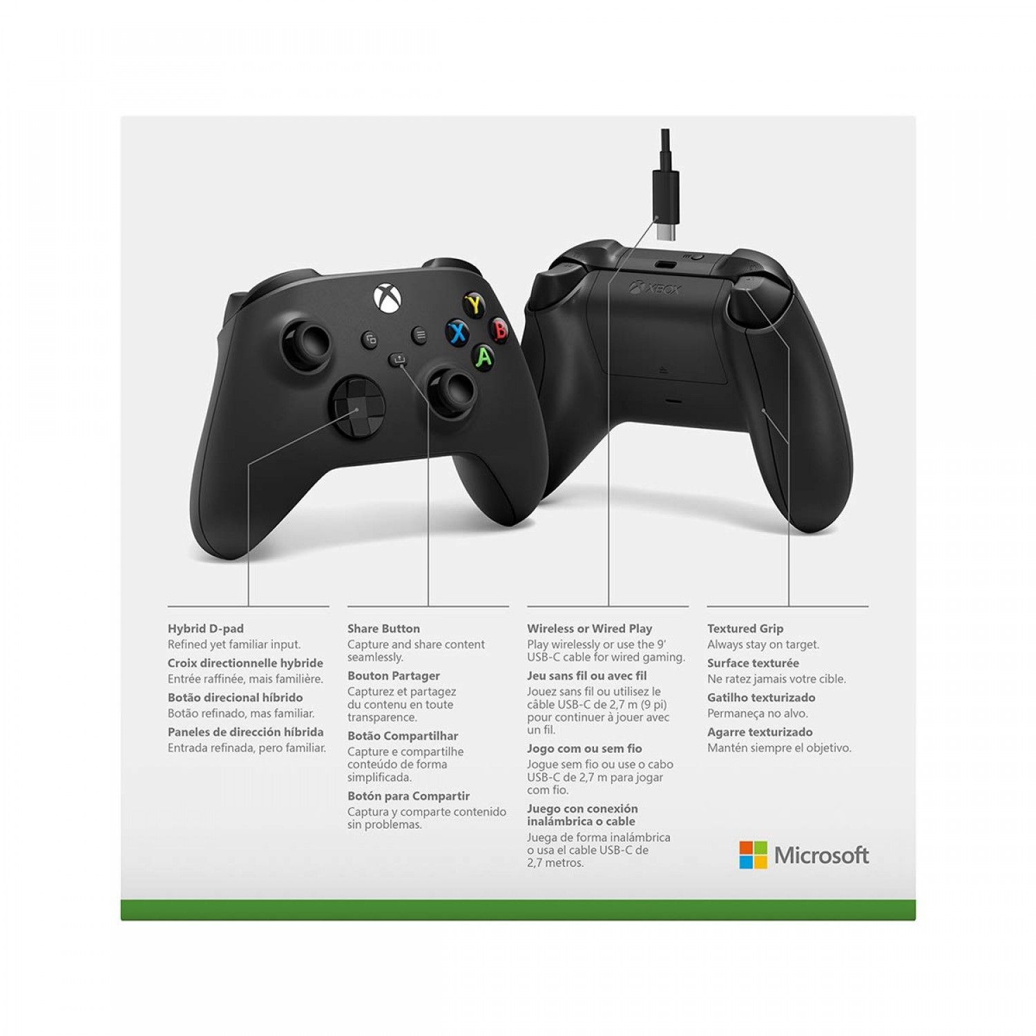 دسته بازی Xbox Wireless + USB-C Cable - Carbon Black-4