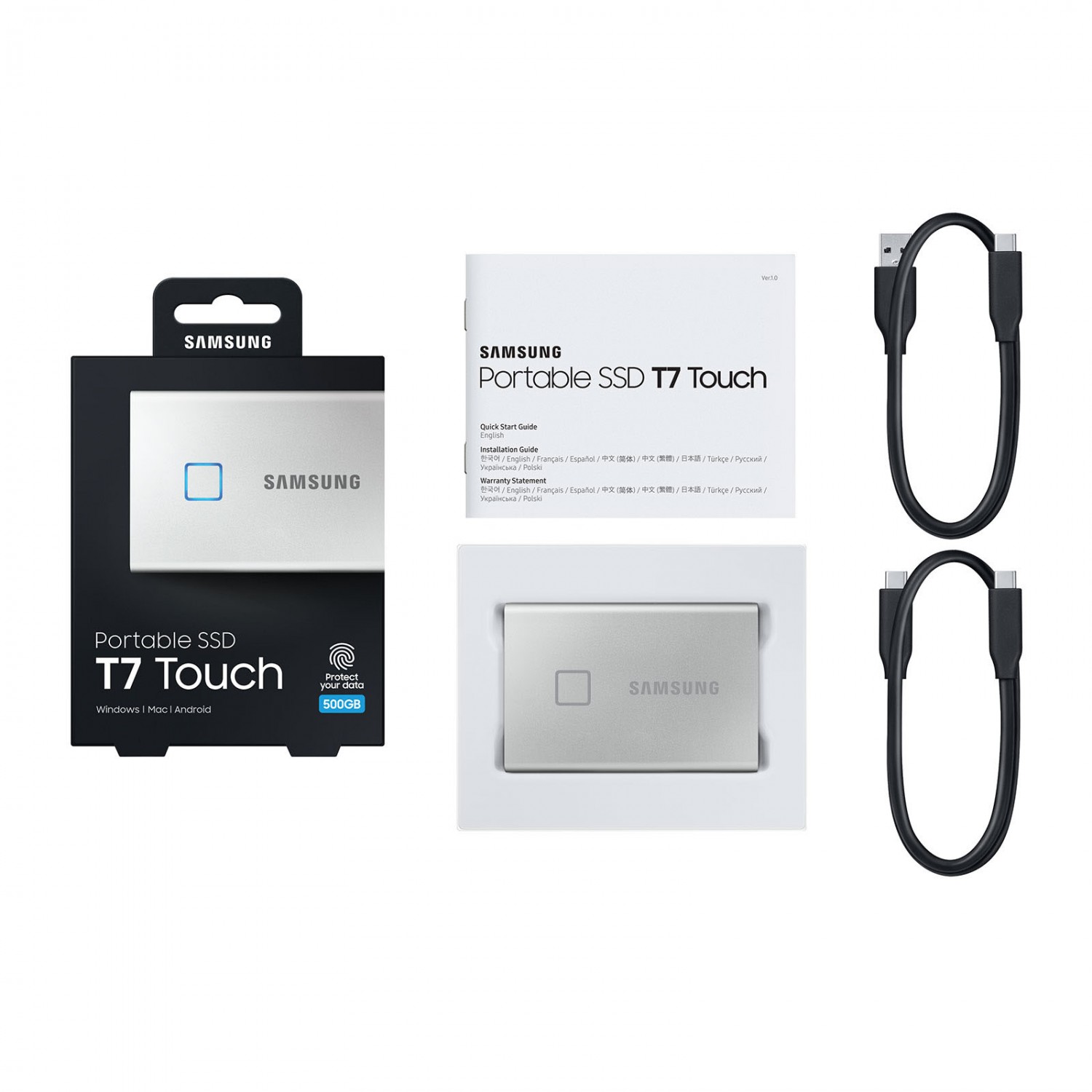حافظه اس اس دی اکسترنال SAMSUNG T7 Touch 500GB - Silver-2