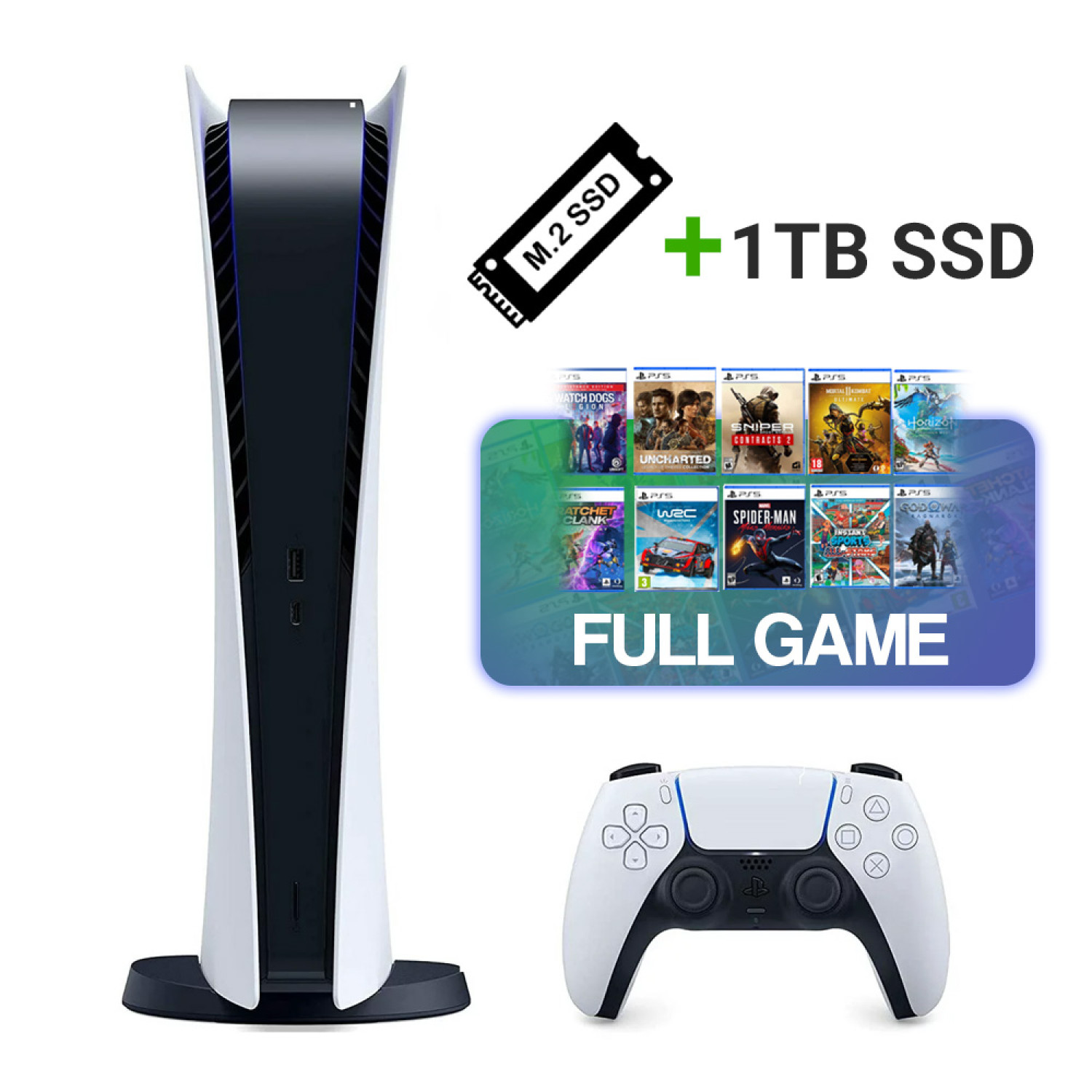 باندل کنسول PlayStation 5 - Digital Edition + 1TB SSD + Games