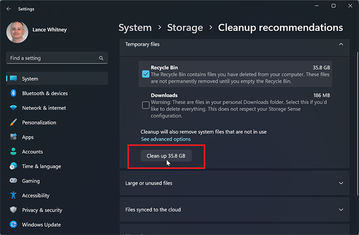 استفاده از قابلیت Cleanup Recommendations مخصوص ویندوز 11